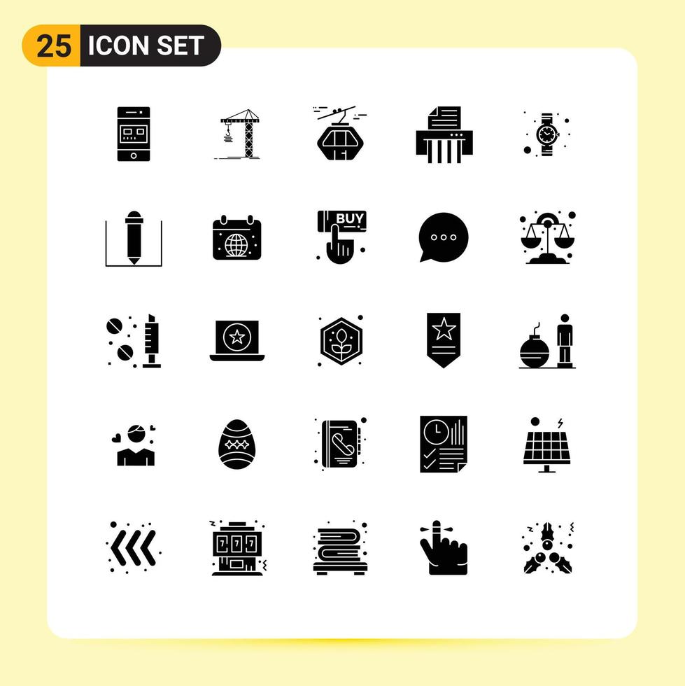 25 Thematic Vector Solid Glyphs and Editable Symbols of shredder device constructing scandinavia canada Editable Vector Design Elements