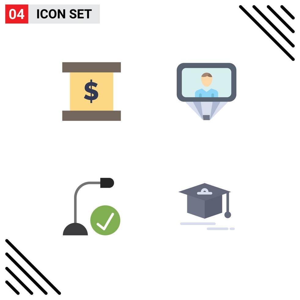 User Interface Pack of 4 Basic Flat Icons of business devices user login hardware Editable Vector Design Elements