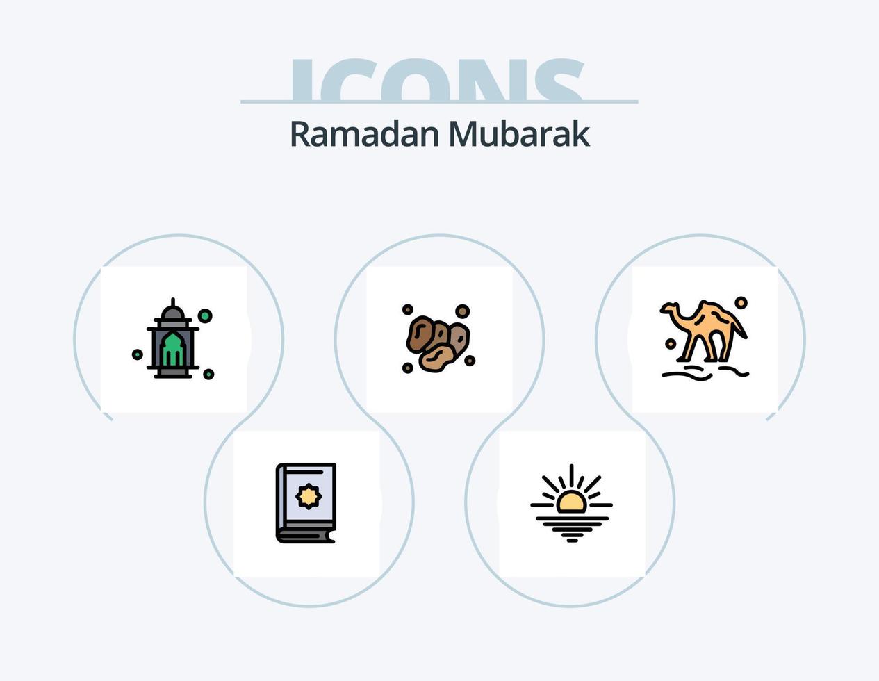 Ramadán línea lleno icono paquete 5 5 icono diseño. Ramadán. tarjeta. nube. orar. islam vector