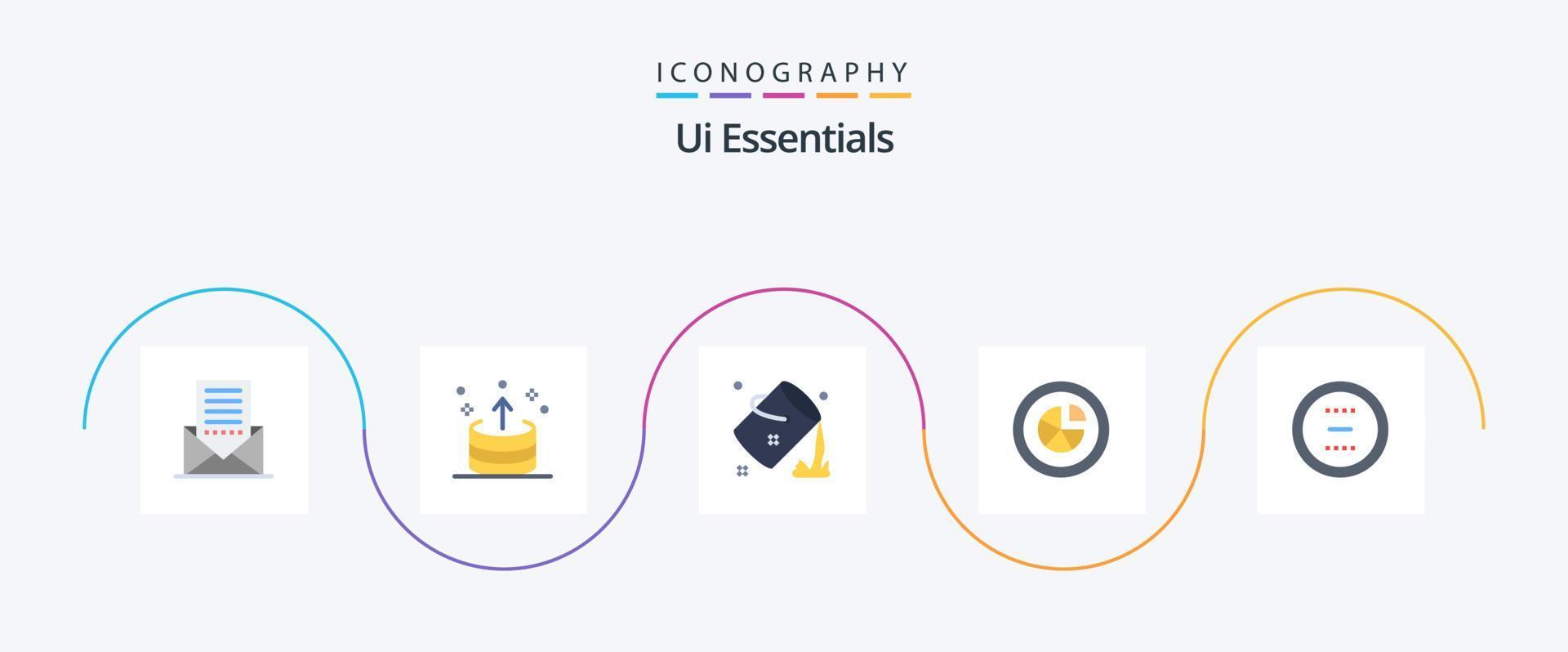 Ui Essentials Flat 5 Icon Pack Including diagram. analytics. ui. paint. colour vector