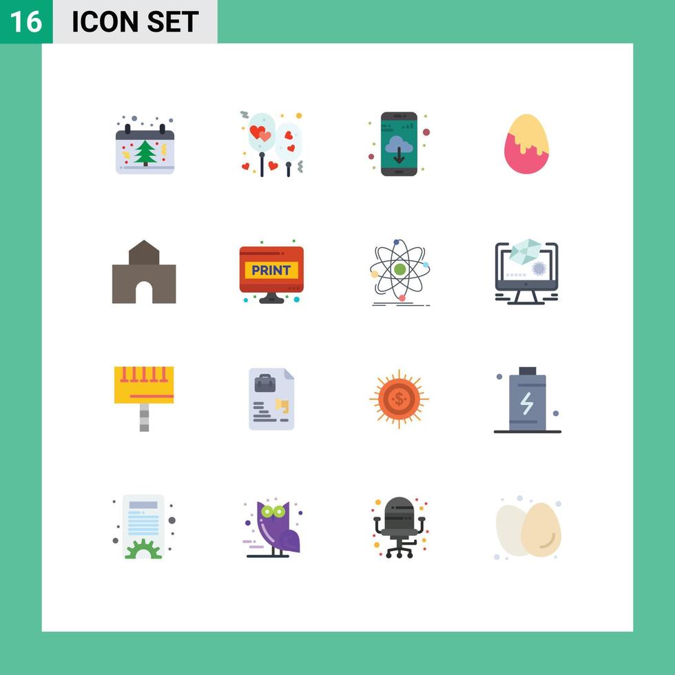 Modern Set of 16 Flat Colors and symbols such as architecture easter egg party easter cloud Editable Pack of Creative Vector Design Elements