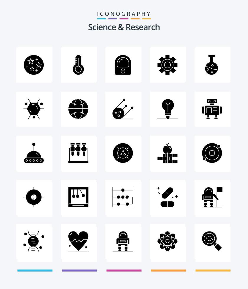 Creative Science 25 Glyph Solid Black icon pack  Such As molecule. science. suit. experiment. science vector