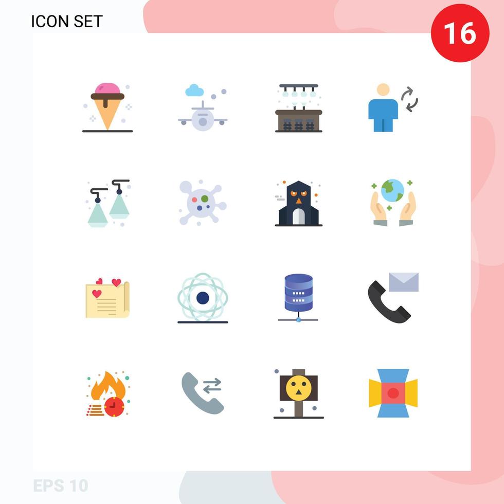 Modern Set of 16 Flat Colors and symbols such as earrings sync travel human avatar Editable Pack of Creative Vector Design Elements