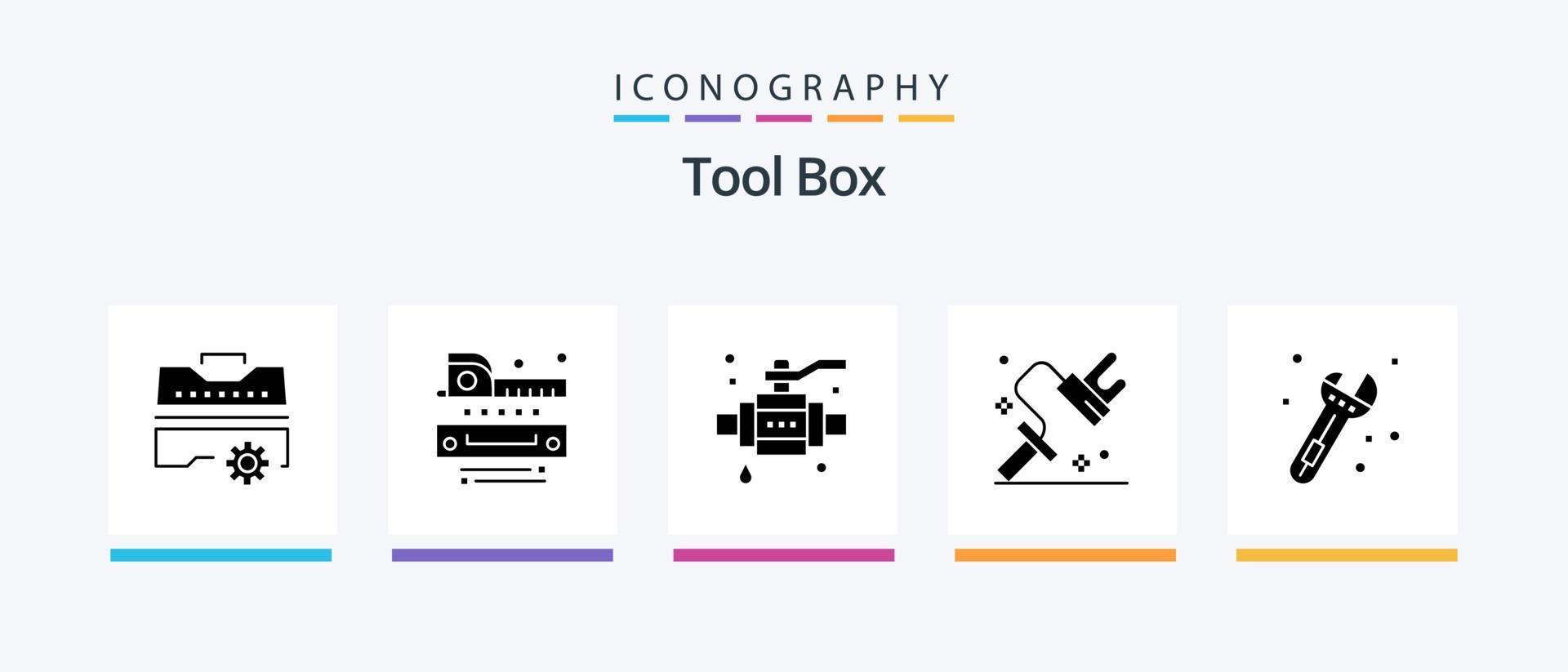 Tools Glyph 5 Icon Pack Including tool. tool. buildings. roller. dye. Creative Icons Design vector