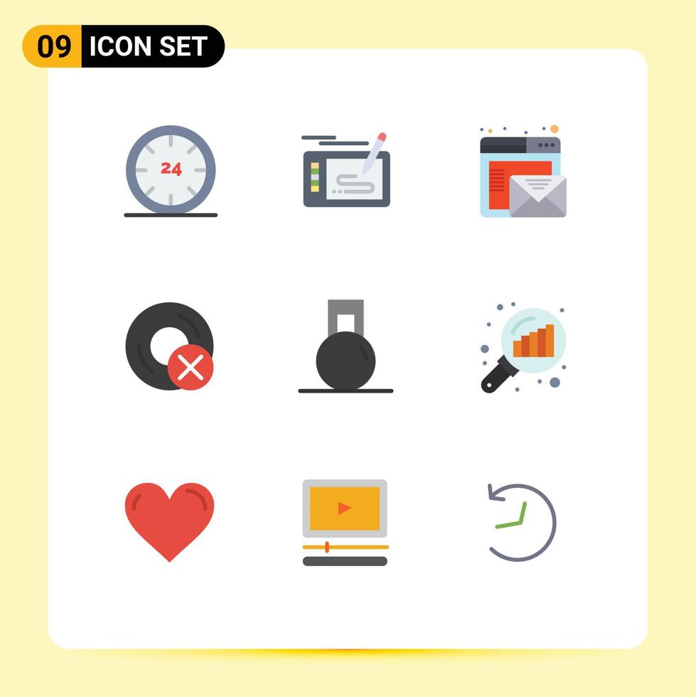 Mobile Interface Flat Color Set of 9 Pictograms of gadget devices drawing computers mail Editable Vector Design Elements