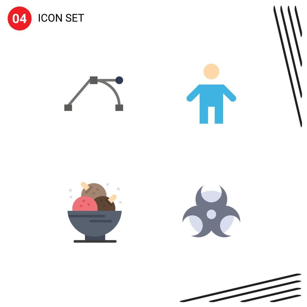Mobile Interface Flat Icon Set of 4 Pictograms of anchor ice cream dad people sweet Editable Vector Design Elements