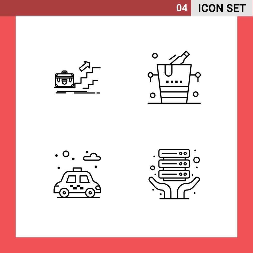 Line Pack of 4 Universal Symbols of growth ice leader success city Editable Vector Design Elements