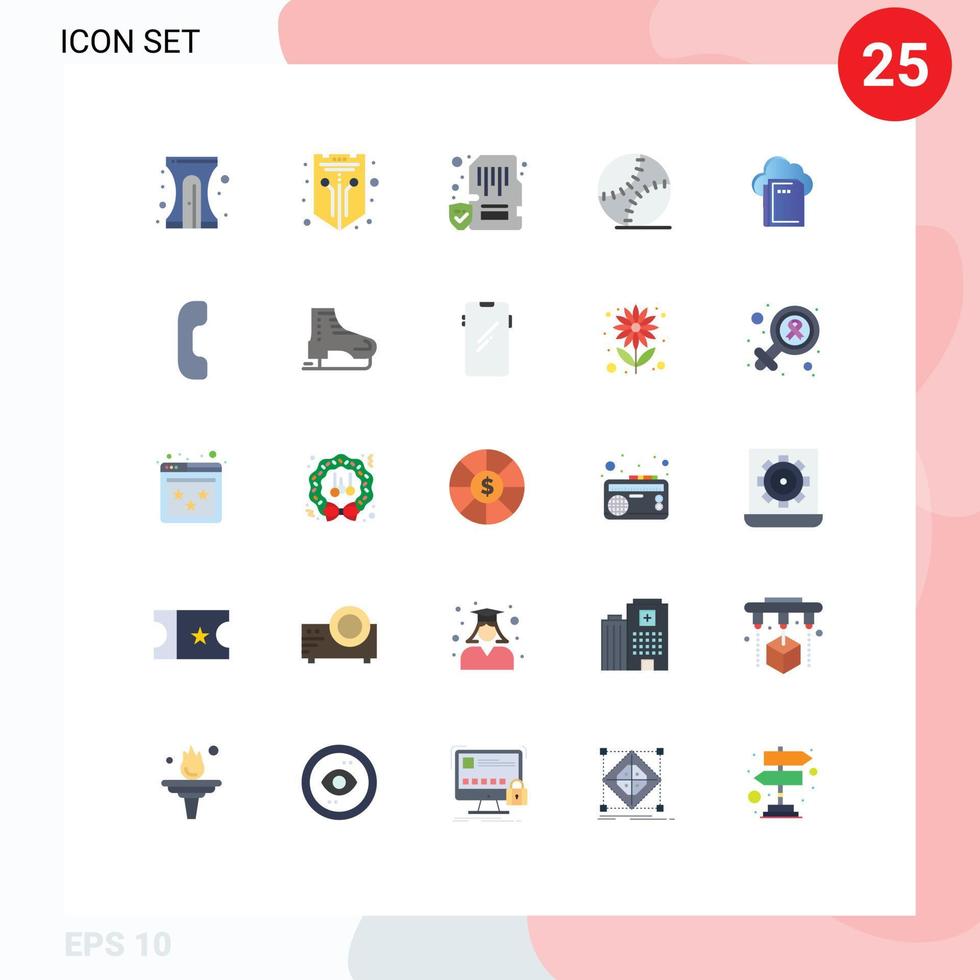 User Interface Pack of 25 Basic Flat Colors of baseball gentleman web fathers day memory Editable Vector Design Elements