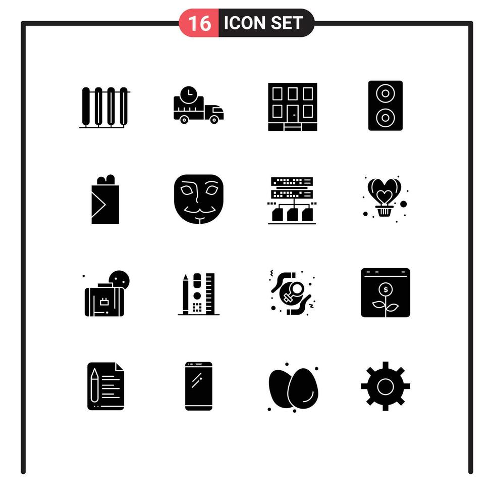 Pictogram Set of 16 Simple Solid Glyphs of anonymous fast food truck fast food construction Editable Vector Design Elements