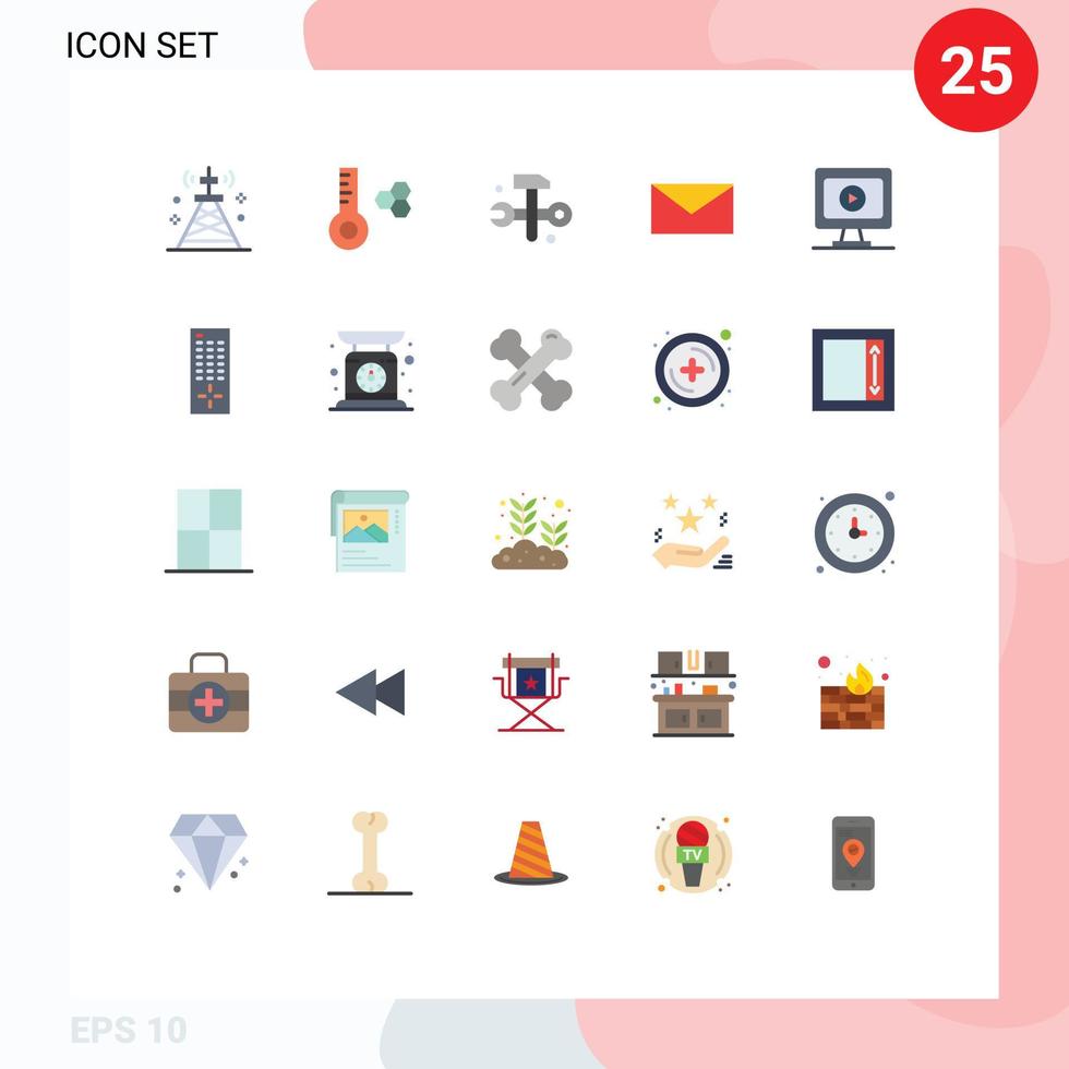 valores vector icono paquete de 25 línea señales y símbolos para jugar monitor informática colegio correo editable vector diseño elementos