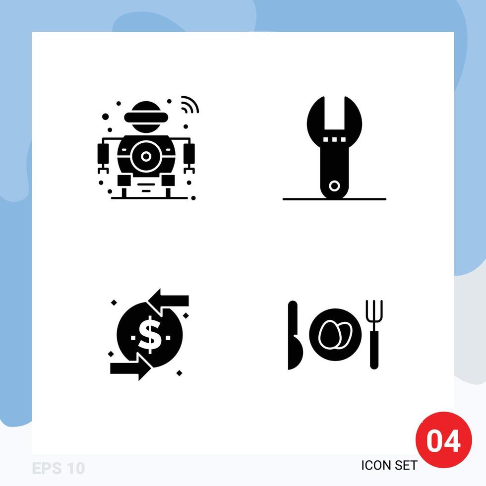 Group of Modern Solid Glyphs Set for future chargeback smart spanner investment Editable Vector Design Elements