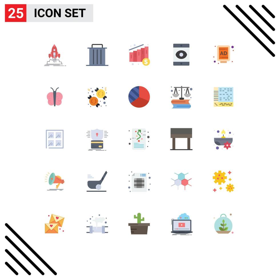 Group of 25 Modern Flat Colors Set for billboard virus remove spy money Editable Vector Design Elements