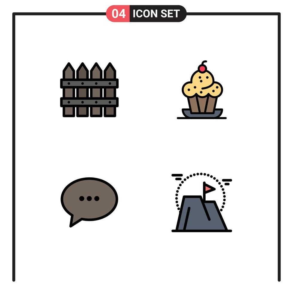 4 Creative Icons Modern Signs and Symbols of farm chat garden muffin messages Editable Vector Design Elements