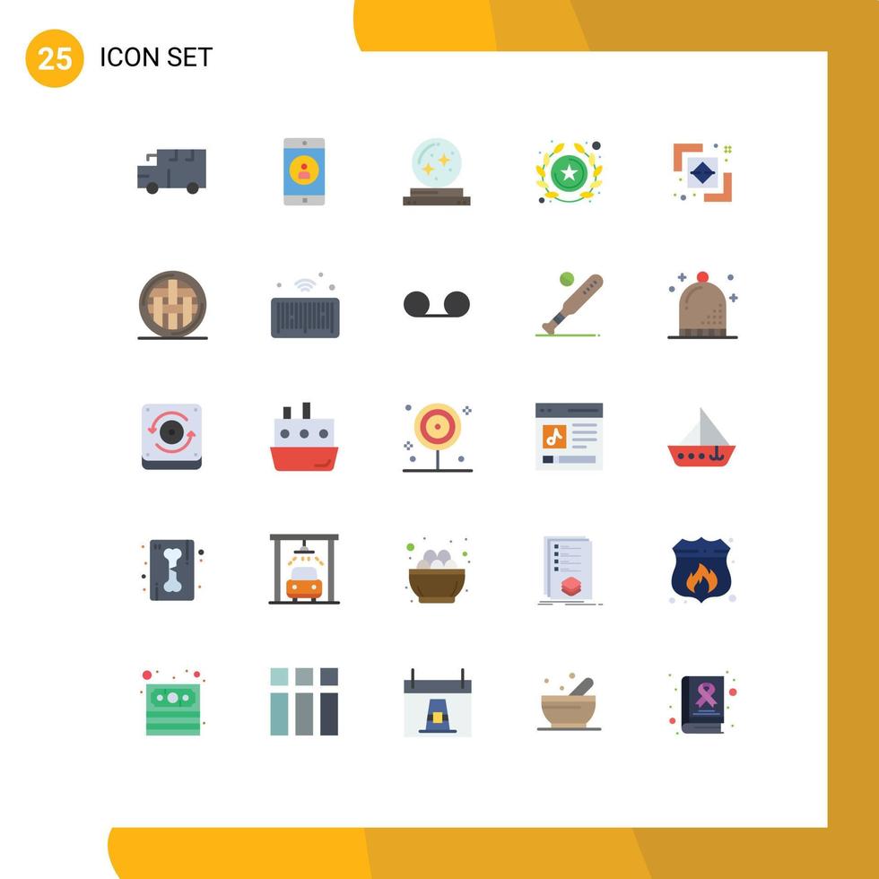 25 Universal Flat Color Signs Symbols of difference winner ball success star Editable Vector Design Elements