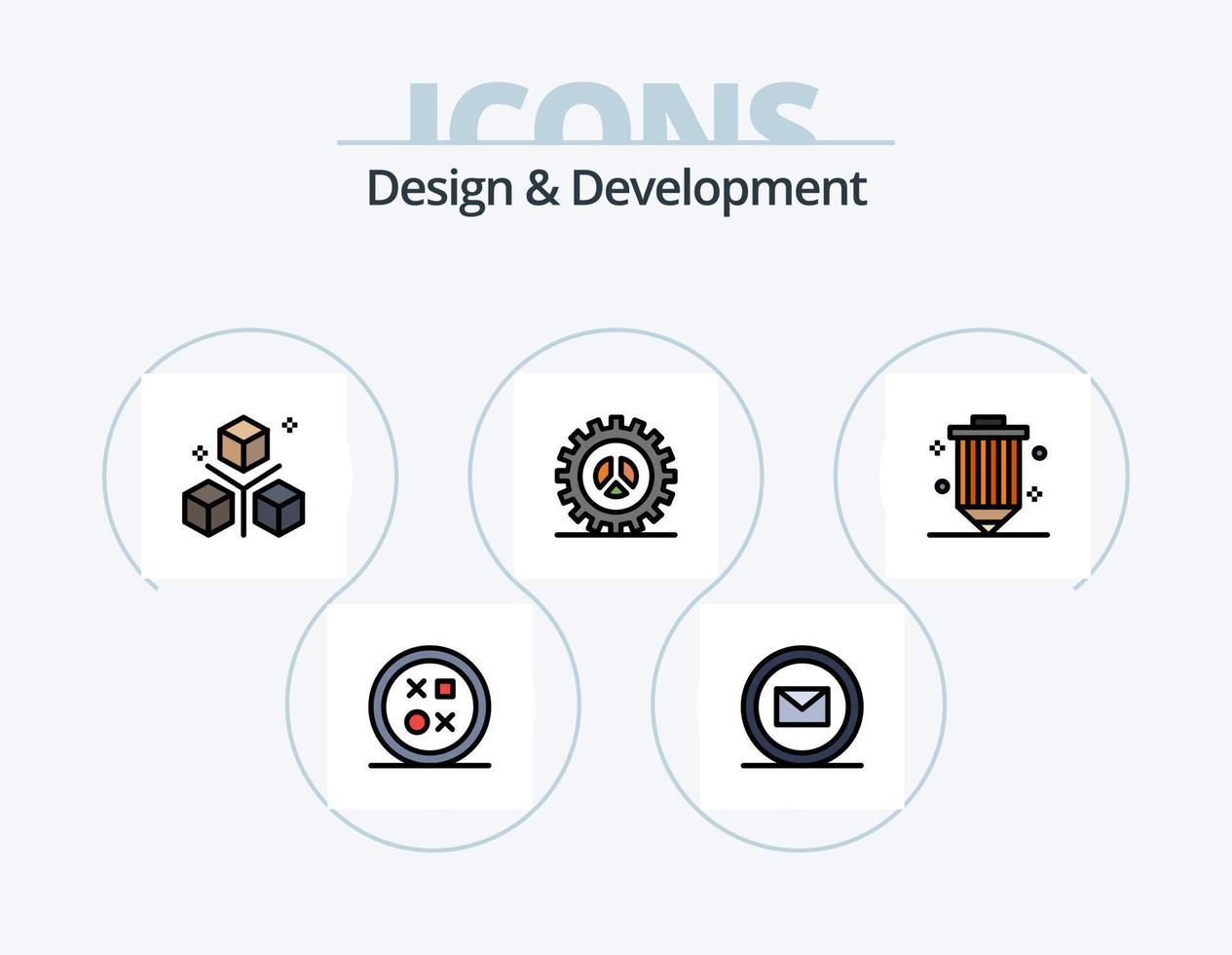 diseño y desarrollo línea lleno icono paquete 5 5 icono diseño. codificación. diseño. fotografía. cruzar. matemáticas vector