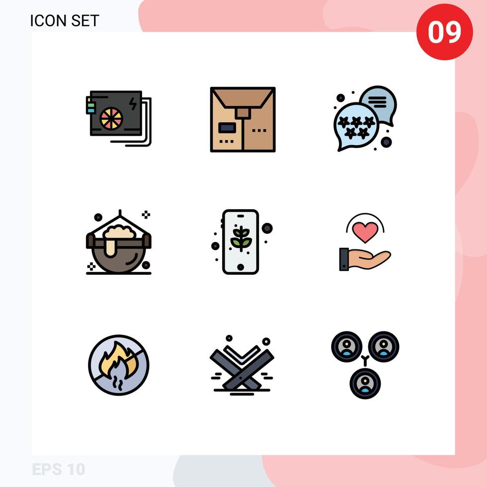 Set of 9 Modern UI Icons Symbols Signs for mobile earth premium pot halloween Editable Vector Design Elements