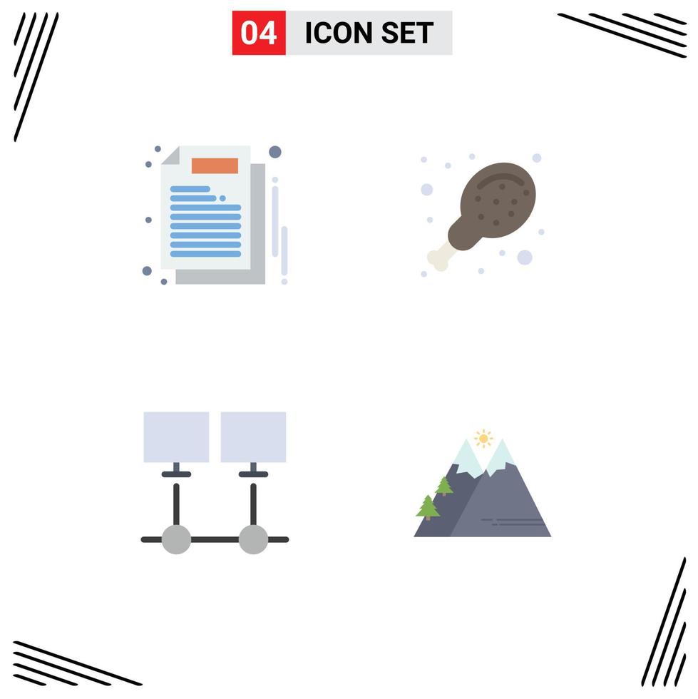 Universal Icon Symbols Group of 4 Modern Flat Icons of business internet work supermarket server Editable Vector Design Elements