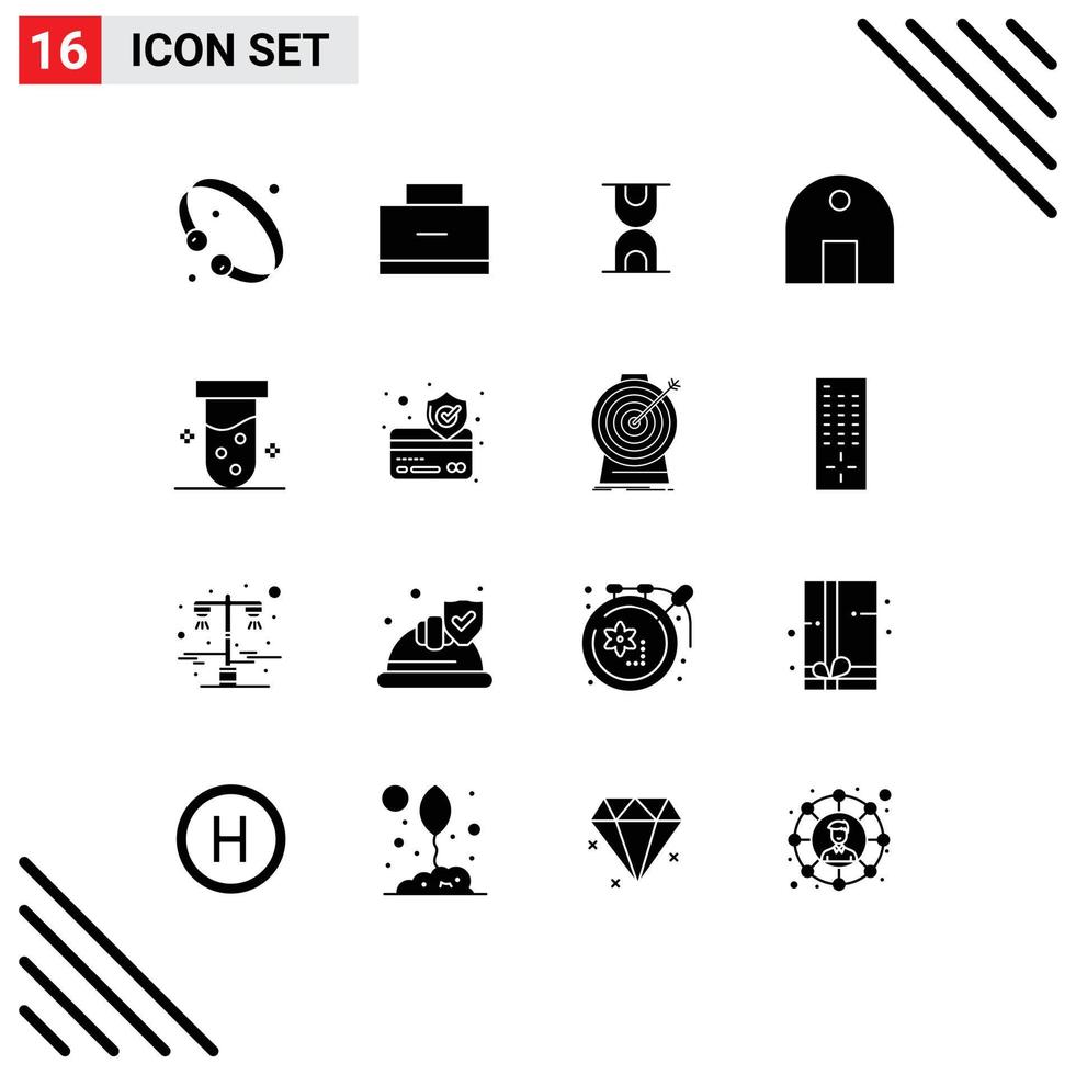 16 Universal Solid Glyphs Set for Web and Mobile Applications tube mosque school bag islamic building building Editable Vector Design Elements