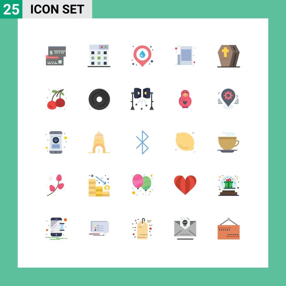universal icono símbolos grupo de 25 moderno plano colores de ataúd texto lista fuego compras lista articulo lista editable vector diseño elementos