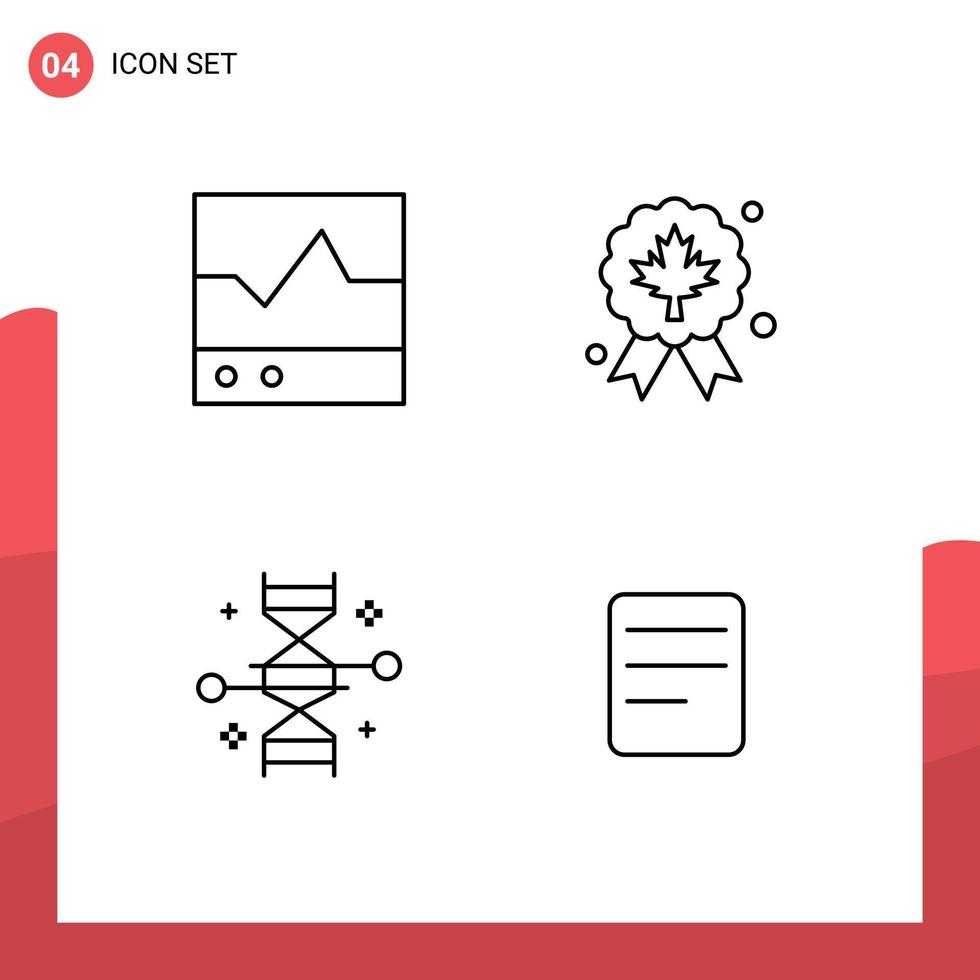 Editable Vector Line Pack of 4 Simple Filledline Flat Colors of devices chromosome products award genetic engineering Editable Vector Design Elements