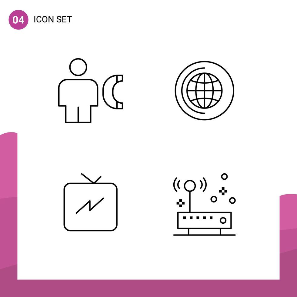 4 Line concept for Websites Mobile and Apps avatar power human world connection Editable Vector Design Elements