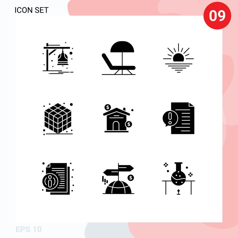 Modern Set of 9 Solid Glyphs and symbols such as real estate light asset gadget Editable Vector Design Elements