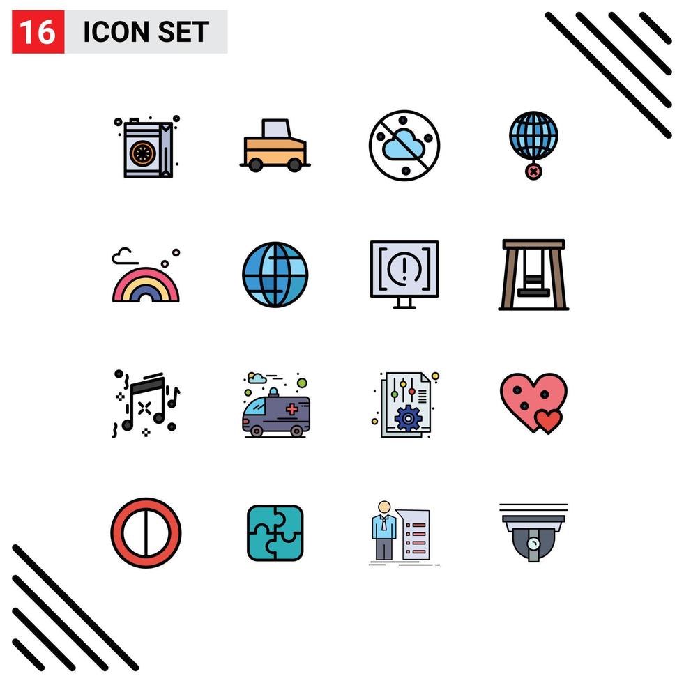 Set of 16 Modern UI Icons Symbols Signs for spring nature sky croos globe Editable Creative Vector Design Elements