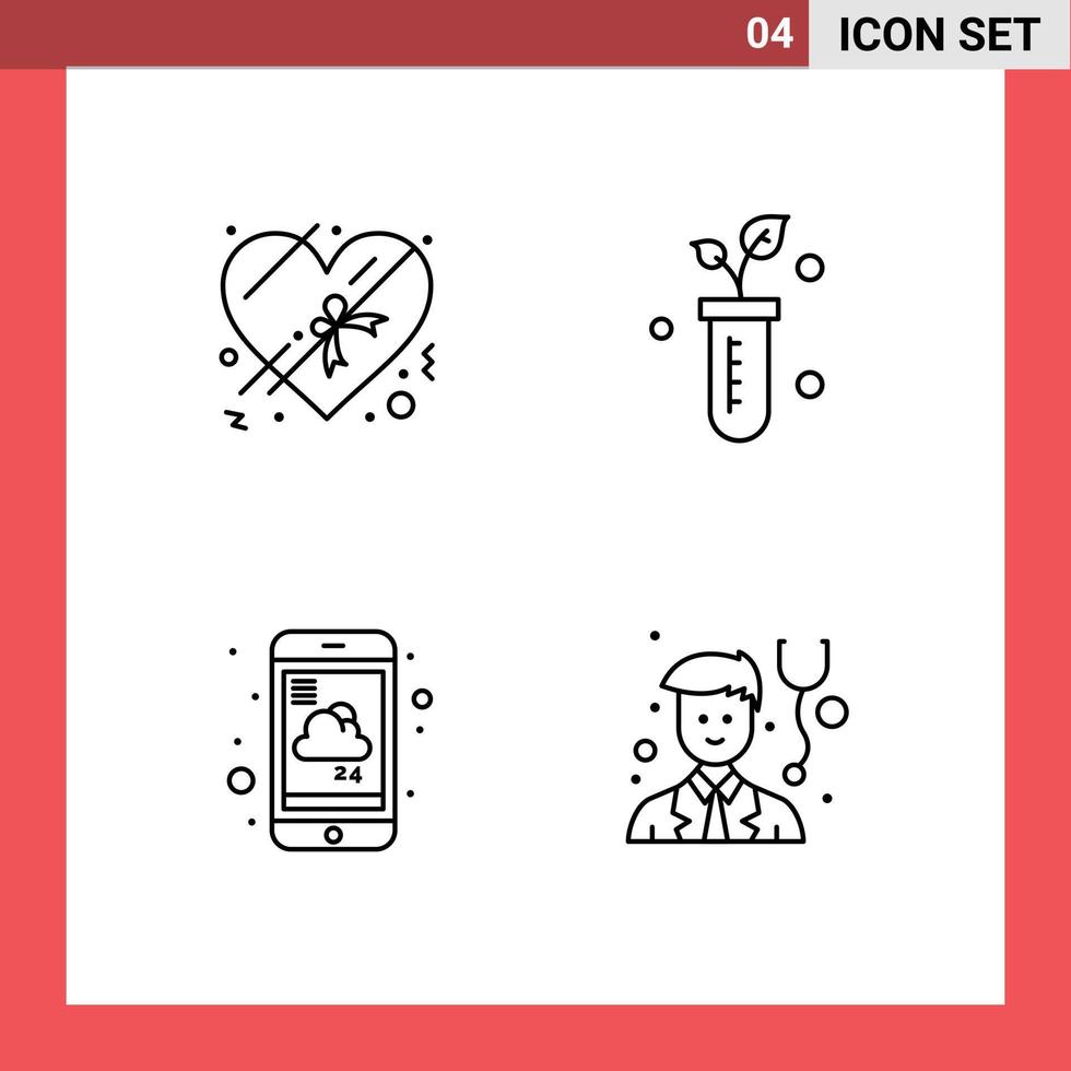 Pictogram Set of 4 Simple Filledline Flat Colors of chocolate report tube science weather Editable Vector Design Elements