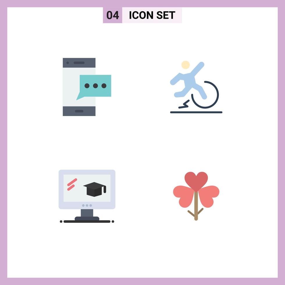 Set of 4 Commercial Flat Icons pack for contact leave phone change cap Editable Vector Design Elements