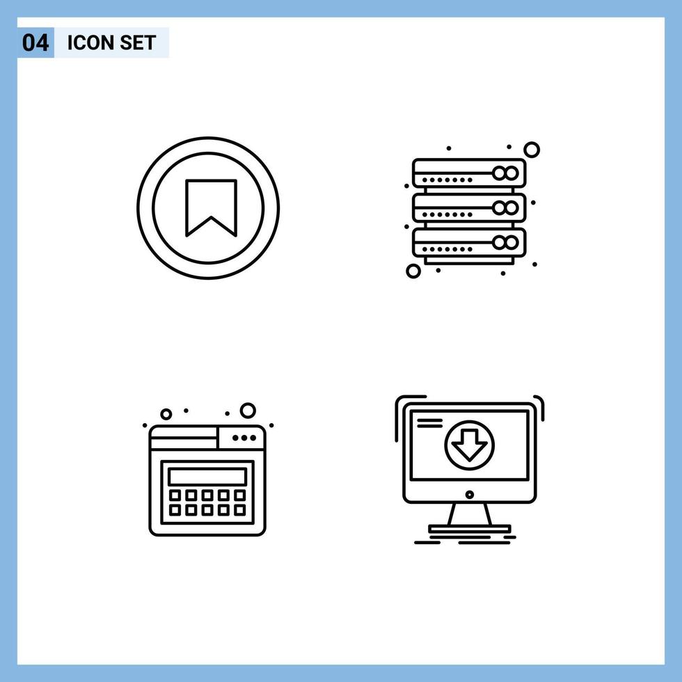 Set of 4 Vector Filledline Flat Colors on Grid for interface page user files addition Editable Vector Design Elements