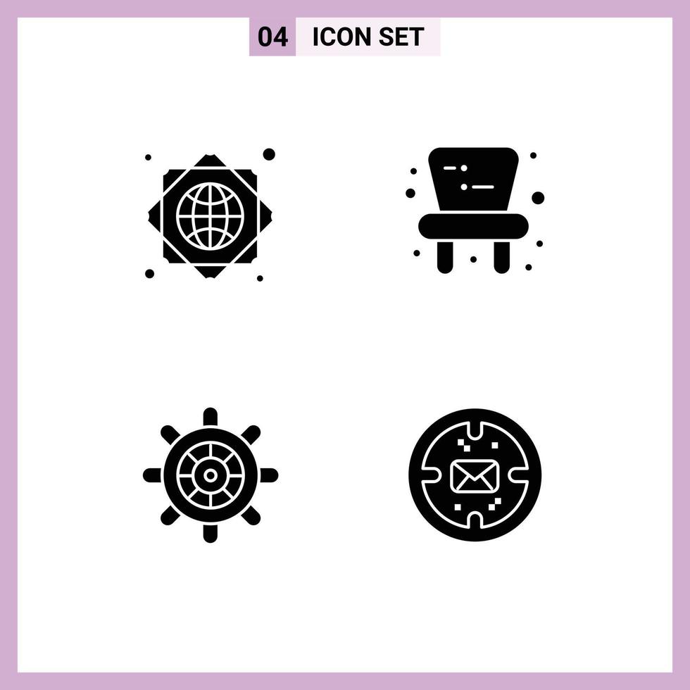 Set of 4 Modern UI Icons Symbols Signs for global infrastructure business baby boat message Editable Vector Design Elements