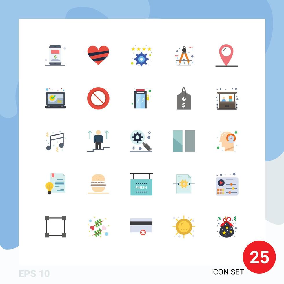 Pack of 25 Modern Flat Colors Signs and Symbols for Web Print Media such as holiday measure bookmark compass architect Editable Vector Design Elements