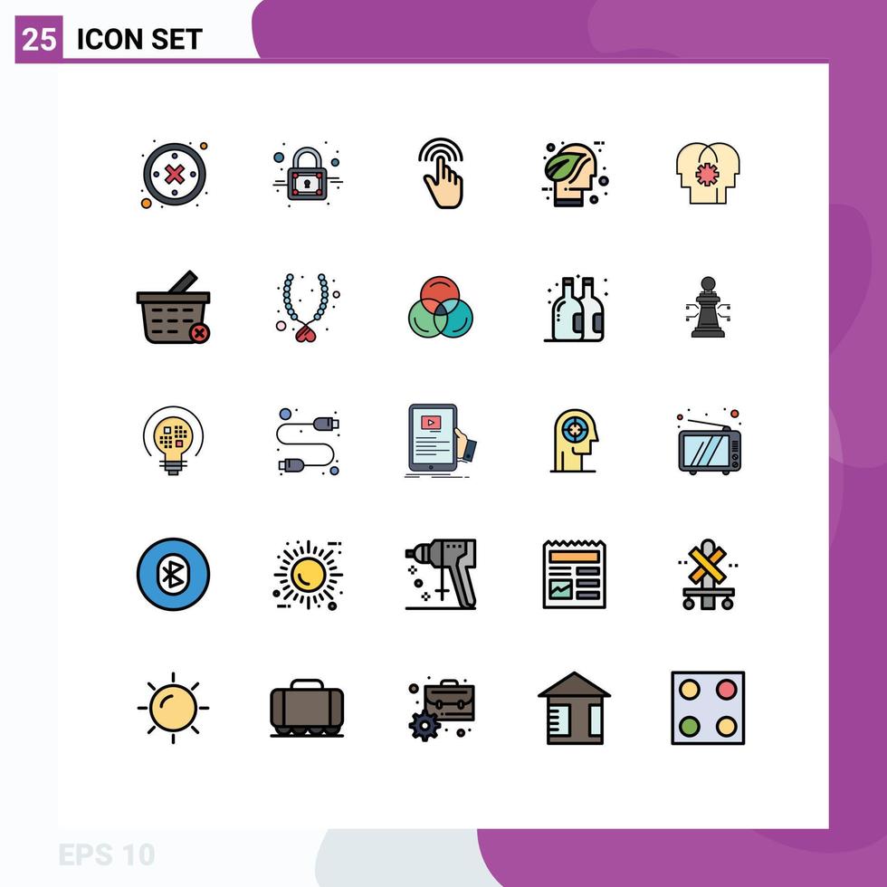 Set of 25 Modern UI Icons Symbols Signs for control think hand green ecology Editable Vector Design Elements