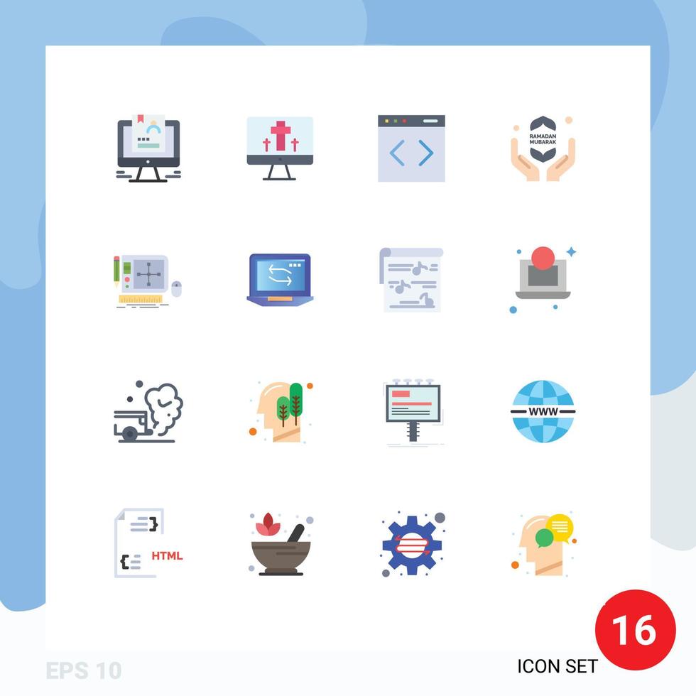 Group of 16 Modern Flat Colors Set for design ramadhan egg fast website Editable Pack of Creative Vector Design Elements
