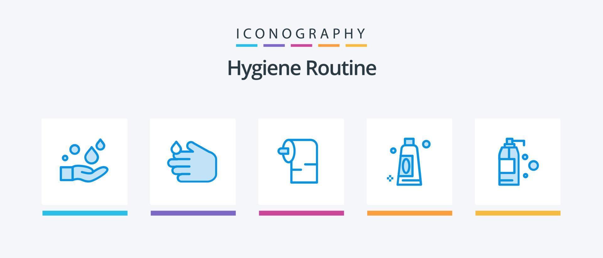Hygiene Routine Blue 5 Icon Pack Including . cleaning. product. Creative Icons Design vector