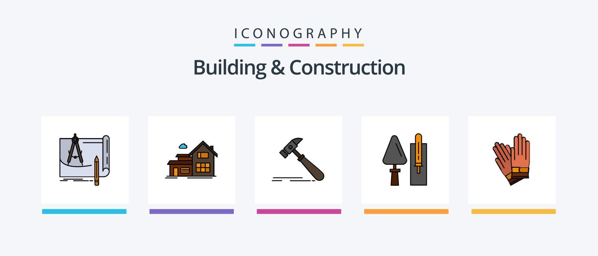 Building And Construction Line Filled 5 Icon Pack Including construction. ladder. action. legal. hammer. Creative Icons Design vector