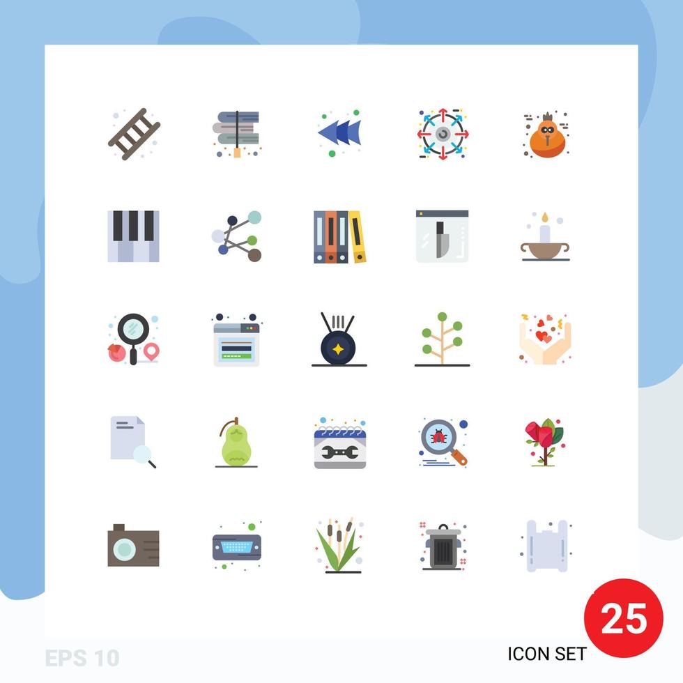Group of 25 Flat Colors Signs and Symbols for holiday package law bundle rewind Editable Vector Design Elements