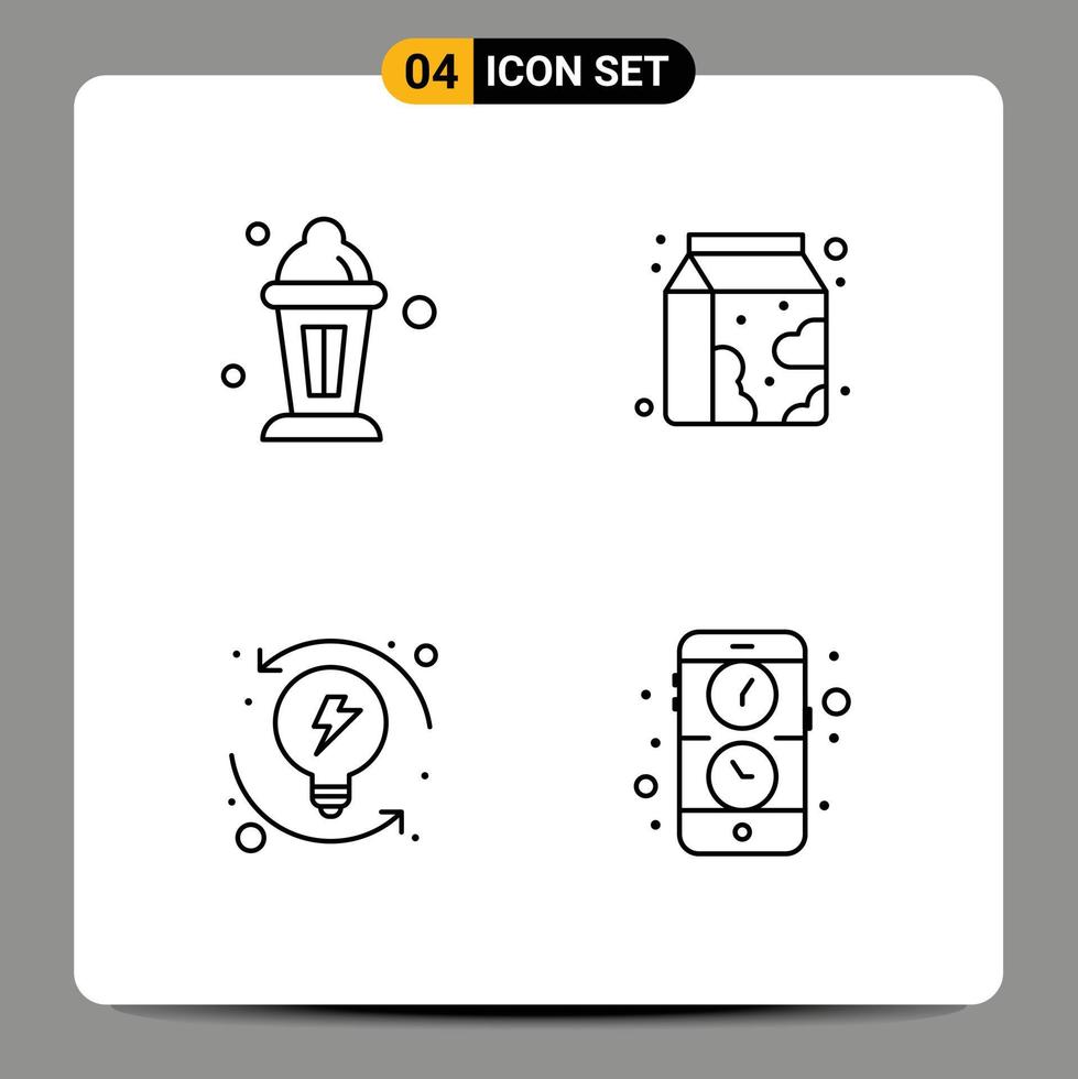 4 Universal Filledline Flat Colors Set for Web and Mobile Applications abrahamic process ramadan milk system Editable Vector Design Elements