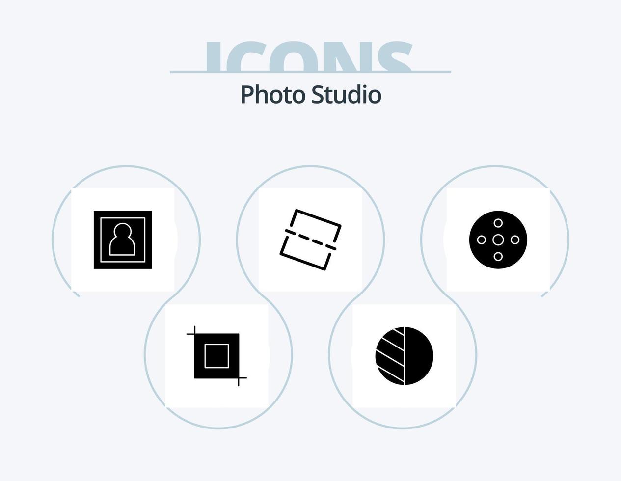 Photo Studio Glyph Icon Pack 5 Icon Design. . reel. photography. footage. straighten vector