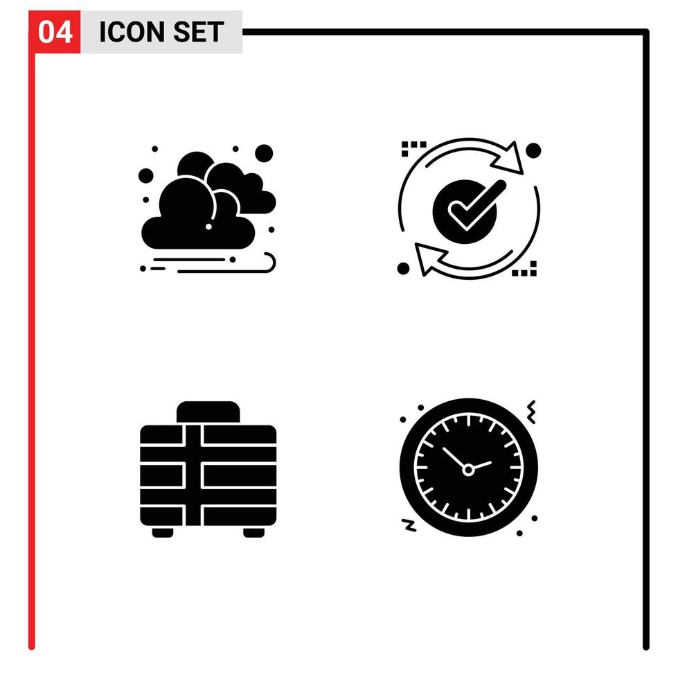 Set of 4 Vector Solid Glyphs on Grid for autumn holiday ok reload travel Editable Vector Design Elements