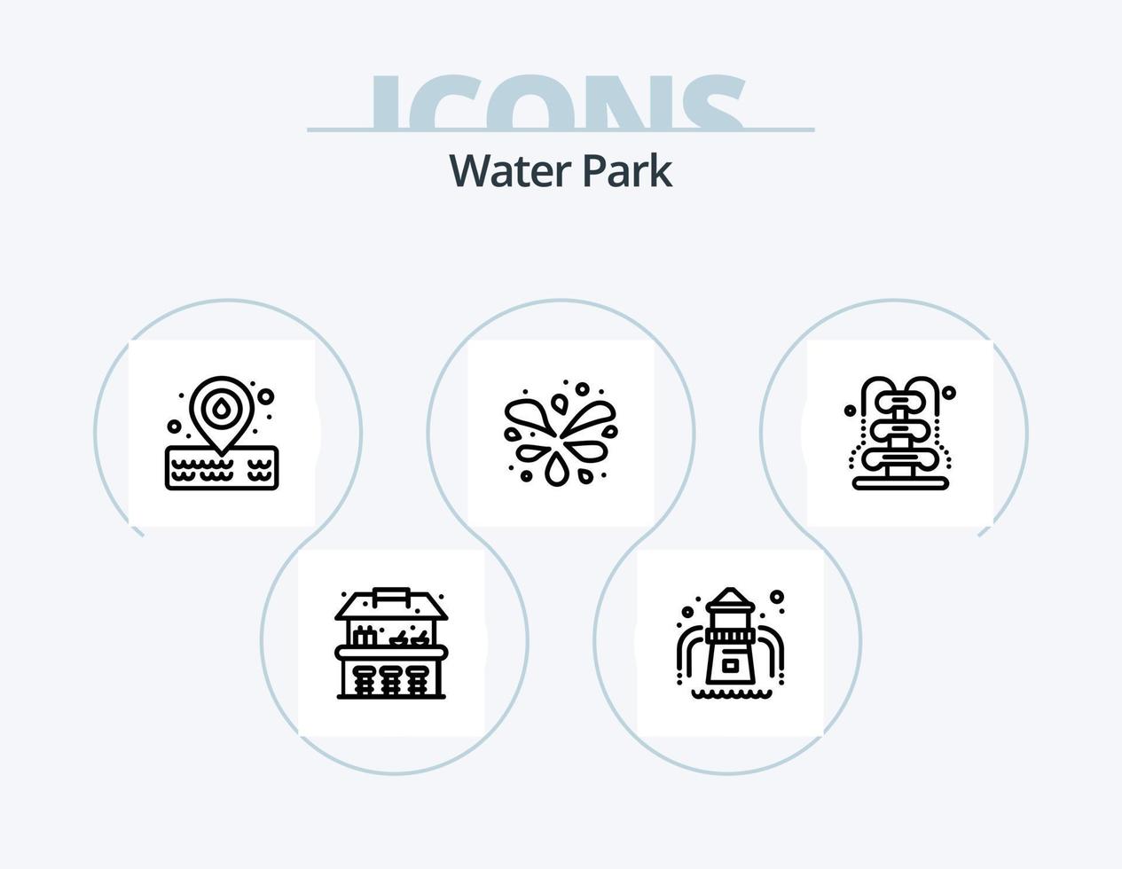 Water Park Line Icon Pack 5 Icon Design. . . park. mushroom. water vector