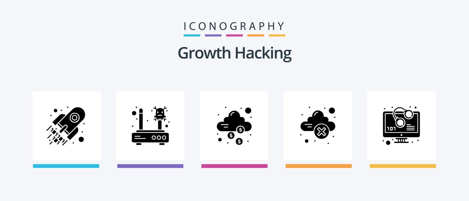 hackear glifo 5 5 icono paquete incluso almacenamiento. nube almacenamiento. enrutador nube. dólar. creativo íconos diseño vector