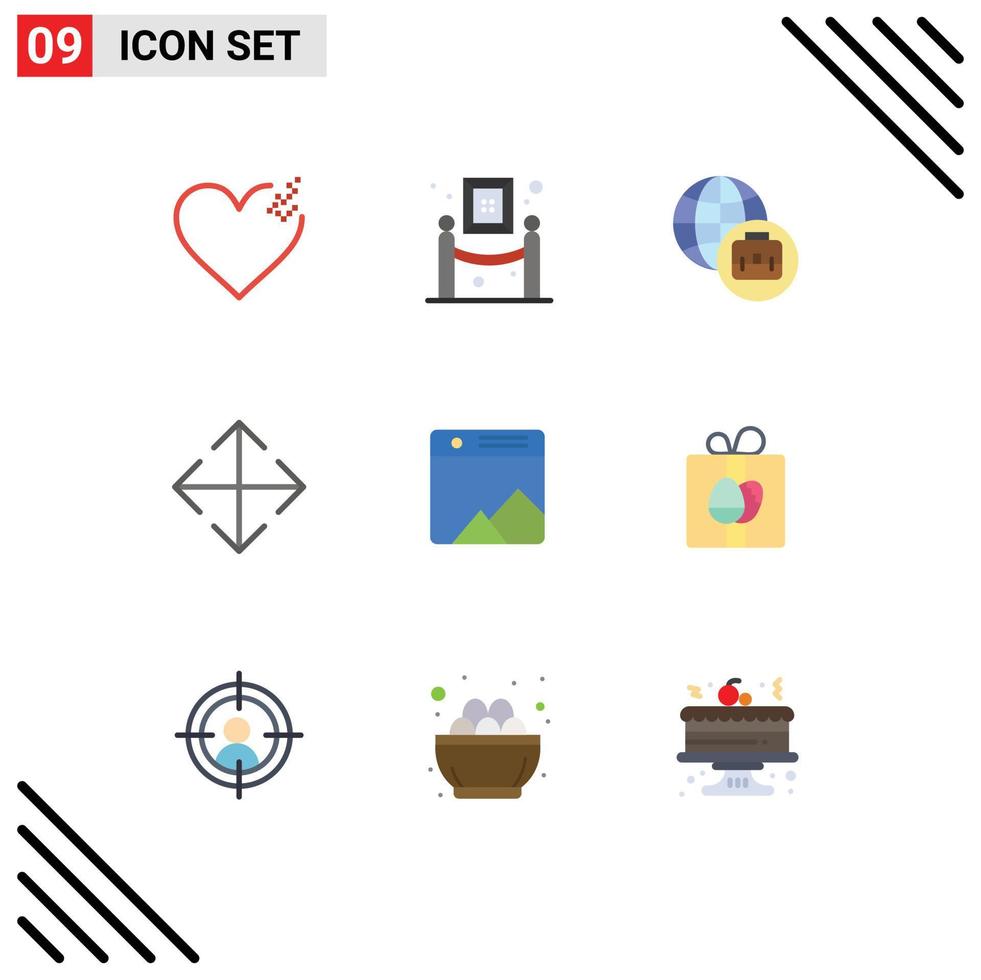 Set of 9 Modern UI Icons Symbols Signs for birthday gift arrow web photo Editable Vector Design Elements