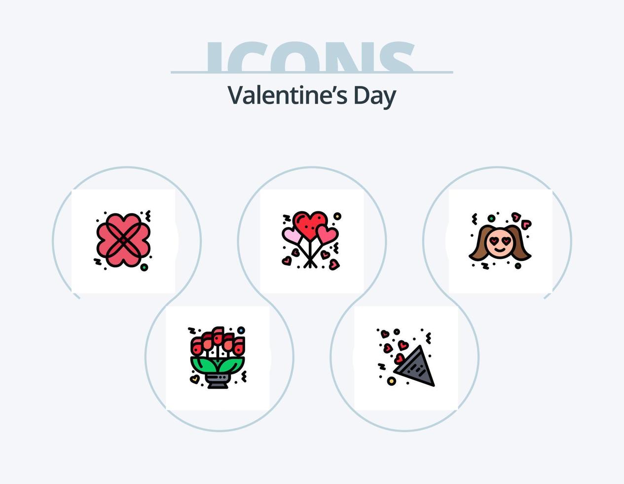 Valentines Day Line Filled Icon Pack 5 Icon Design. suitcase. love. emojis. briefcase. love vector