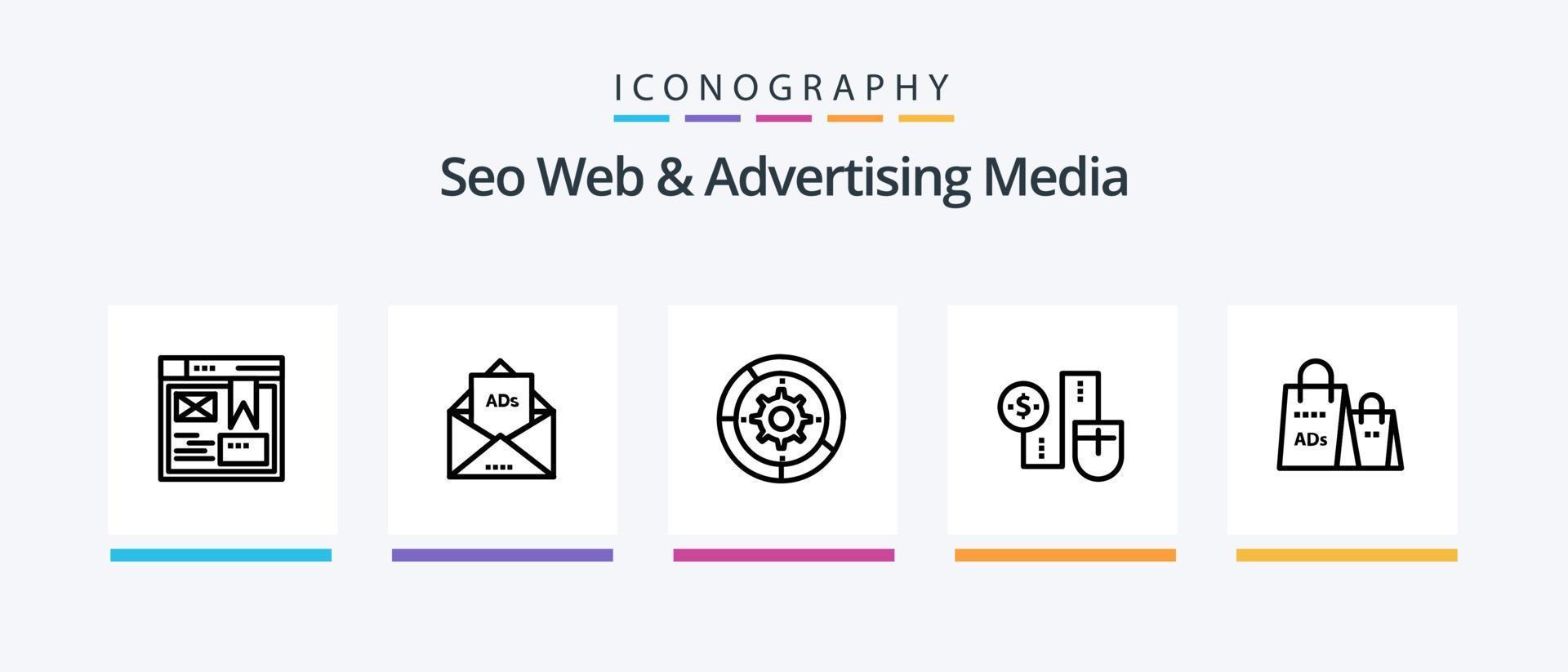 Seo Web And Advertising Media Line 5 Icon Pack Including meter. gauge. location. trophy. star. Creative Icons Design vector