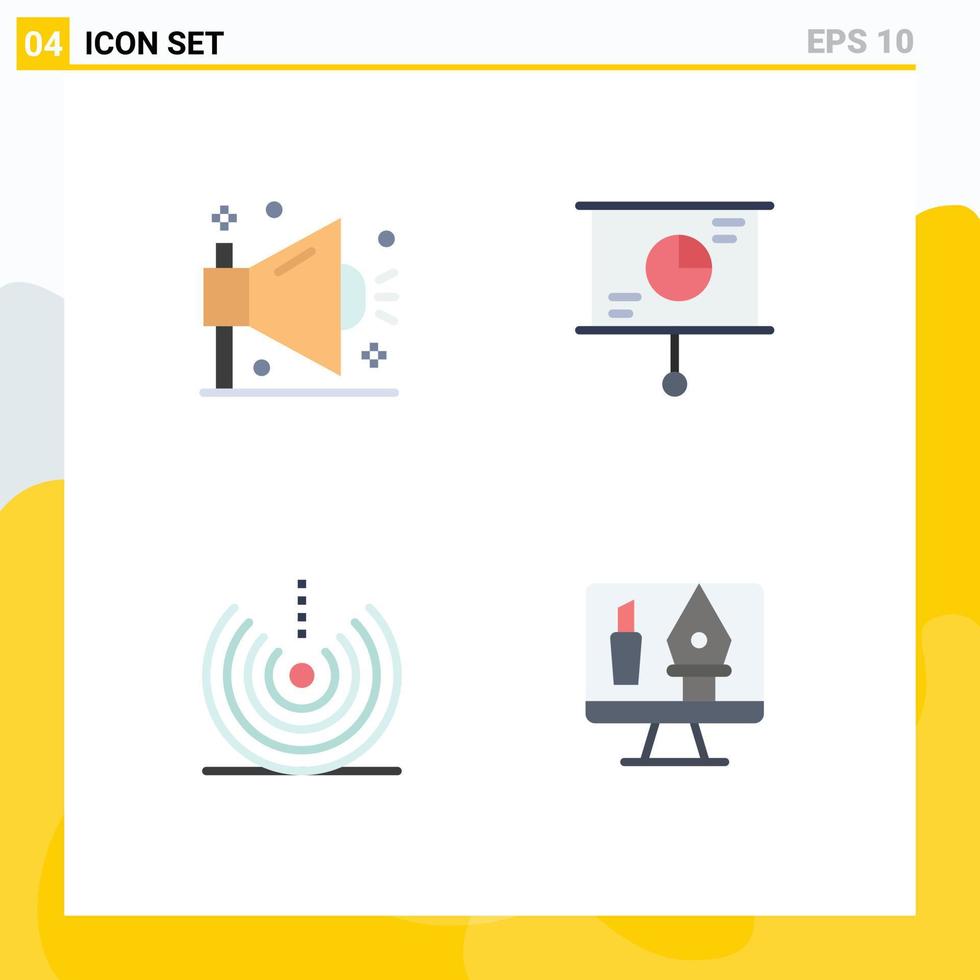 Set of 4 Vector Flat Icons on Grid for business air seo presentation drop Editable Vector Design Elements