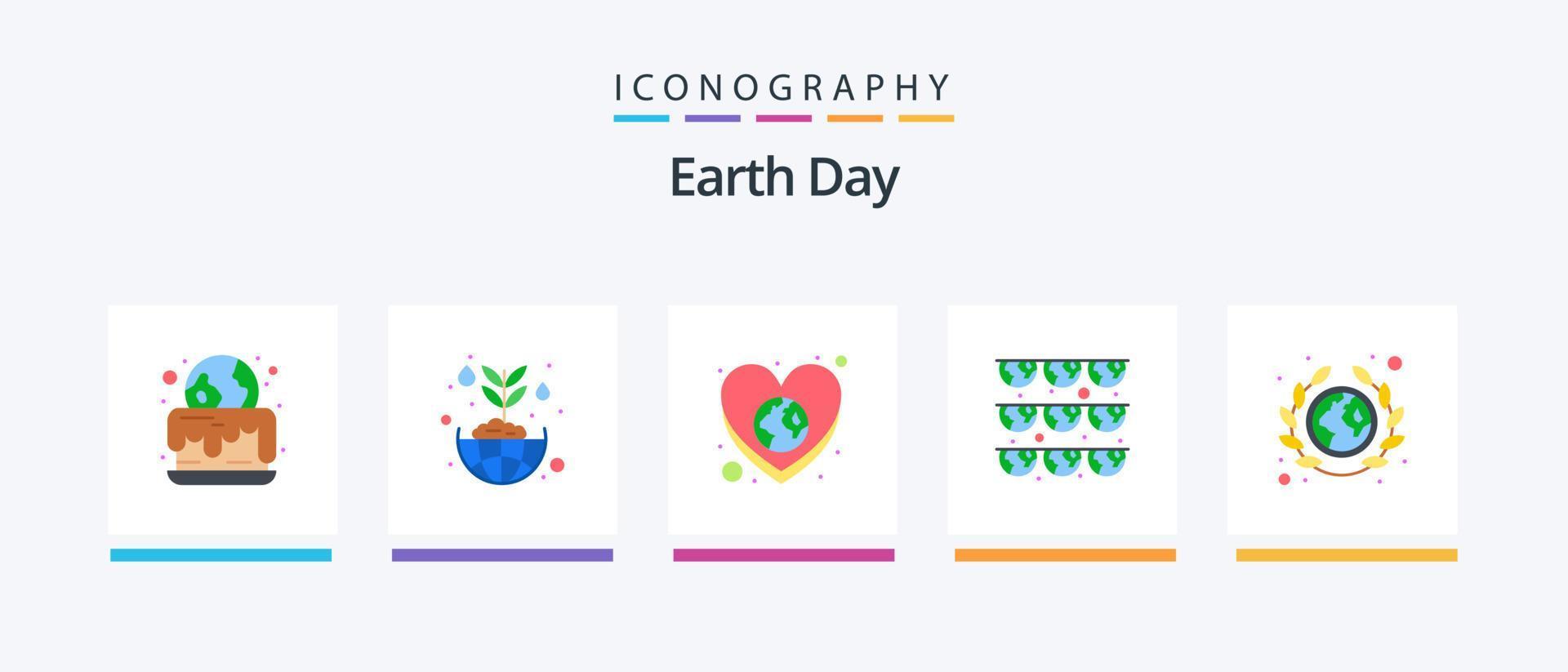 Earth Day Flat 5 Icon Pack Including earth. party. earth. green. earth. Creative Icons Design vector