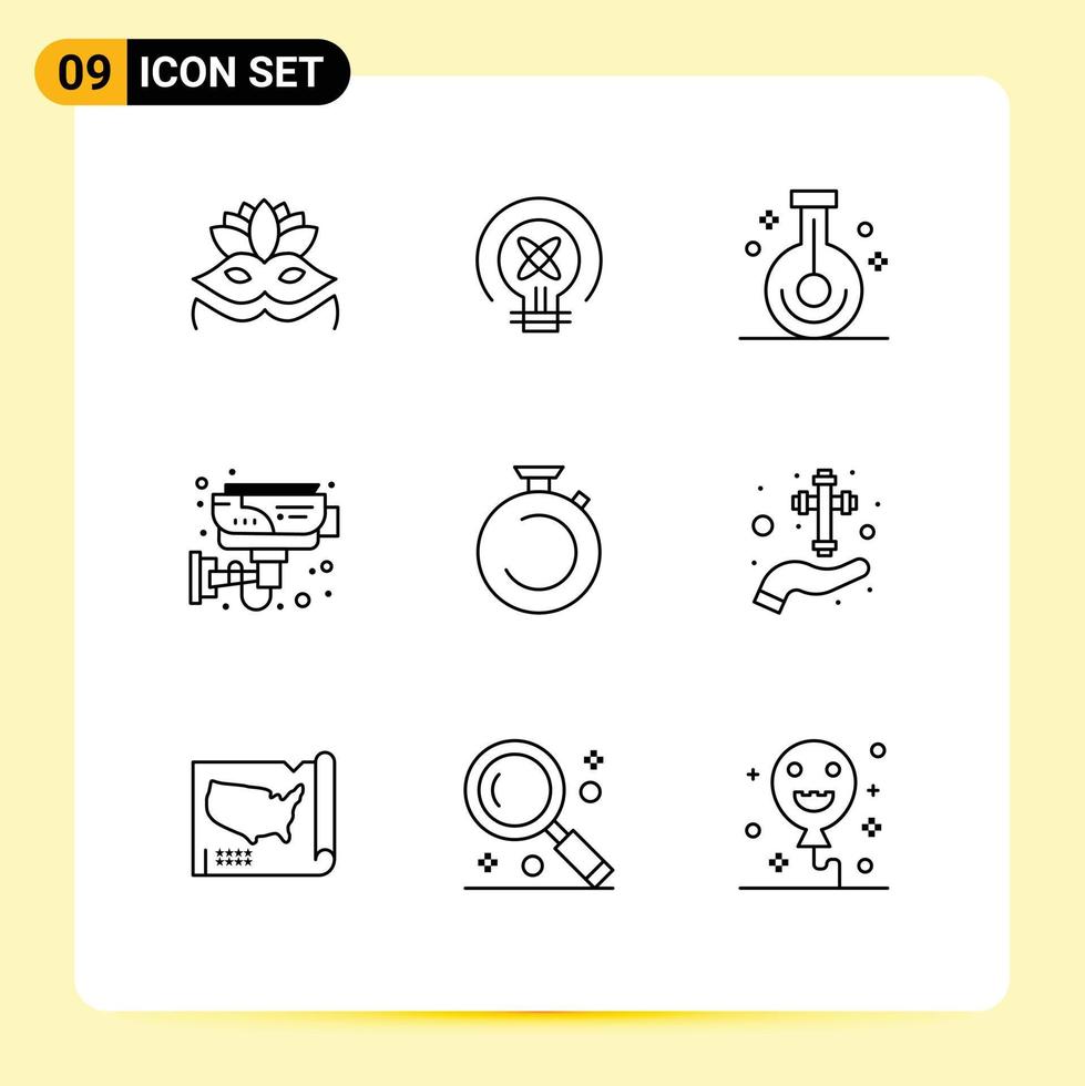 9 Creative Icons Modern Signs and Symbols of camposs smart chemistry home cctv Editable Vector Design Elements