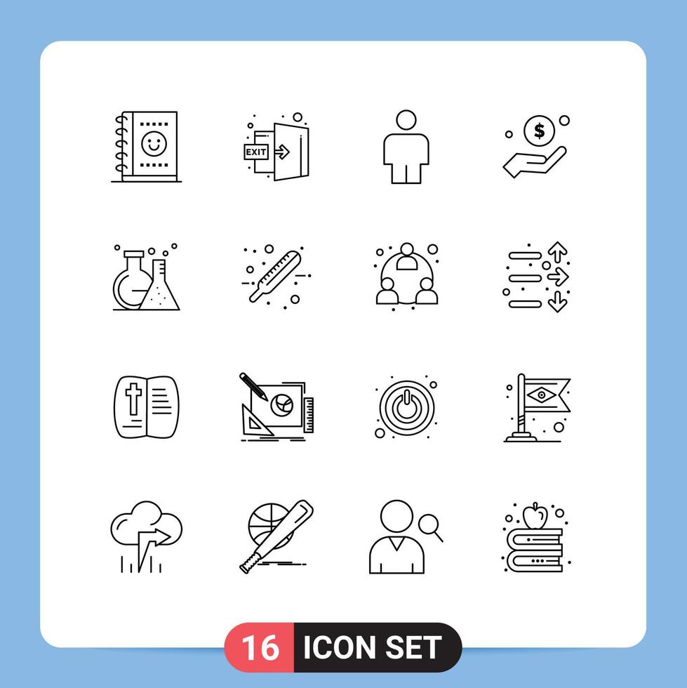 16 Creative Icons Modern Signs and Symbols of test lab human flask charity Editable Vector Design Elements