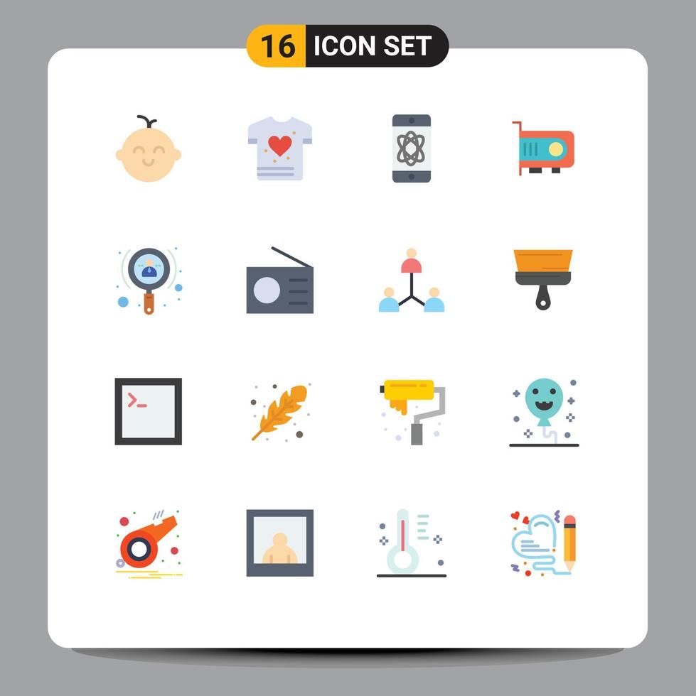 Set of 16 Modern UI Icons Symbols Signs for user increase space growth technology Editable Pack of Creative Vector Design Elements